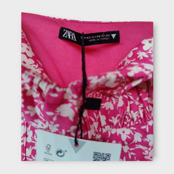 NEW With TAGS - Womens ZARA Pink White Flowered Spaghetti Strap BodySuit Size XS - Picture 3 of 4